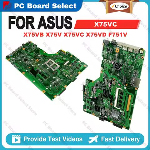 X75VC Notebook Mainboard With I3-3th I5 I7 CPU For ASUS VivoBook X75VB X75V X75VC X75VD F751V Laptop