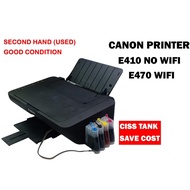 (SECOND HAND) CANON E410 / E470 3 IN 1 CISS EXTERNAL INK TANK PRINTER