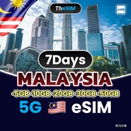 🇲🇾 5G eSIM【MALAYSIA】 7Days High Speed Travel e-SIM Card Data 马来西亚 5GB 10GB 20GB 30GB 50GB (TheSIM)