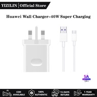 Huawei Charger 40W Super Fast Charging Adapter Original Wall Chargers with 5A Type C Cable for Mate 50 40 30 Pro P50 P40 30 Pro(Support Huawei HarmonyOS/AndroidOS)