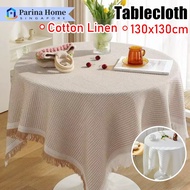 【SG】130*130CM Tablecloth Cotton Round Table Cloth Coffee Table Cloth French Style White Tablecloth