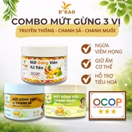 Combo of 3 Jars of QNA Farm Ginger Jam Balls 3 Traditional Flavors Lemon Salt Lemongrass 95g