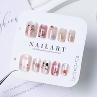 Short cat eye fake nails, Short square nailbox, Short cute nailbox, Cartoon nailbox, Short square fa
