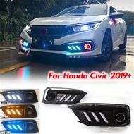 Honda Civic FC Facelift 2020-2021 front bumper led drl daylight signal running foglamp cover  3 IN 1 FUNCTION（MUSTANG)