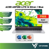 ACER ASPIRE LITE 14 AL14-32P-370U Perak / Biru Intel Core C3-N355 Intel UHD 8GB DDR5 512GB 14" WUXGA