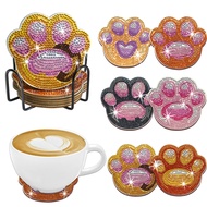 6pcs/Set DIY Dog Paw Diamond Painting Coasters for Adults Diamond Art Dog Paw Coasters Diamond Art Painting Coasters with Holder