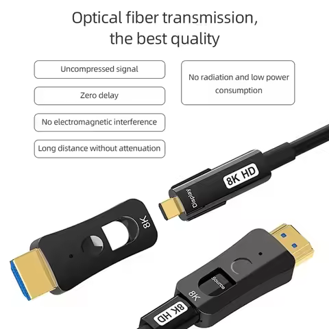 8K Optic HDMI 2.1 Cable Micro hdmi Fiber Optical Cable 120Hz 48Gbps ARC HDR HDCP 10m 15m 20m for TV 