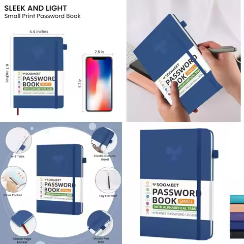 Password Book with Alphabetical Tabs, Hardcover Password Keeper, Size 4.4''x 6.1'' Password Notebook