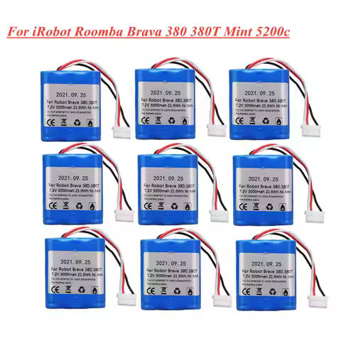 Original 7.2v 3000mah For iRobot Roomba Brava 380 380T Mint 5200c Ni-MH upgrade 2500mAh 3.0Ah 7.2v R