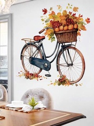 1張貼紙自粘牆貼楓葉腳踏車創意家居裝飾畫卧室客廳壁紙