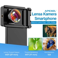 Lensa Kamera HP Smartphone Macro Lens Clip 10X CPL Filter
