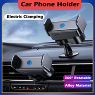 Car Phone Holder Electric Clamping Car Phone Mount Handphone Holder Air Vent and Dashboard 2 Ways Installation HP Holder for Car