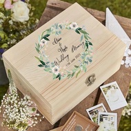 Custom Name and Date Wooden Personalised Floral Wedding Memory Box Wedding Keepsake Boxes Gift for B