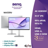BenQ 31.5" MA320U IPS 4K UHD HDR600 60Hz 5ms Built-In Speaker PD90W USB-C Ergonomic Monitor