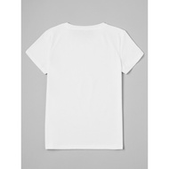 Korea Korea 2026 Ladies Basketball Ring and Orange Bow Print Casual T-Shirt-Translucent Round Neck S