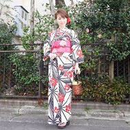 日本 和服 日本染色 梭織 女性 浴衣 腰帶 2件組 Fx48-2b yukata