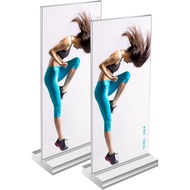 Bluesun 2 Pack -4x8 Picture Frame, Clear Acrylic Display,Sign Holder,Tabletop Photo Frame,Modern Hom