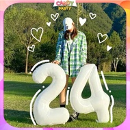 WHITE Birthday Number Balloons 70cm High - Korean Style Birthday Party Decoration Balloons BB6