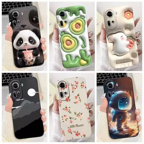 For OPPO Reno 11 5G Case Reno11 Pro Cover Cute Rabbit Avocado Shockproof Soft Silicone Back Cover Fo