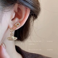 original Vivienne Westwood Exquisite Saturn Pin Earrings Light Luxury High-class Temperament Atmosph