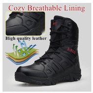 Mens Military Tactical Boots Leather Desert Army Combat Hiking Shoes