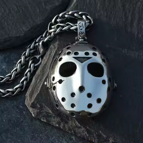 Friday 13th Jason Mask Pendant Necklace Movie Sweater Chain Personality Trend Sweater Chain