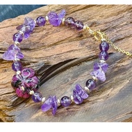 Amethyst bracelet with 4-leaf clover charm