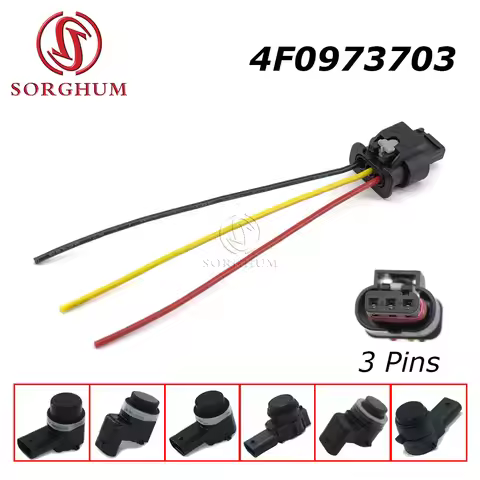 SORGHUM 4F0973703 3C0973203 3 Pins Parking Sensor Plug Connector Cable For VW Passat Golf Audi Seat 