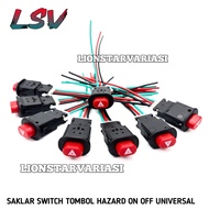TOMBOL Hazard Button Switch Hazard Light Button On Off LED Universal Car Motorcycle Hazard Switch