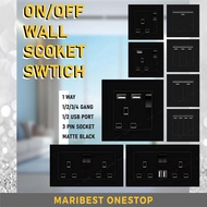 HOUSEHOLD 1 2 3 4 GANG WALL PLUG DUAL USB PORT TWIN SOCKET SWITCH 1 WAY 13A 250V MATTER BLACK WALL S