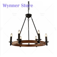 Designer Lighting [6 Holder Hanging Light] Wood/Kayu Industrial Cafe Lamp Chandelier Restaurant Ceil