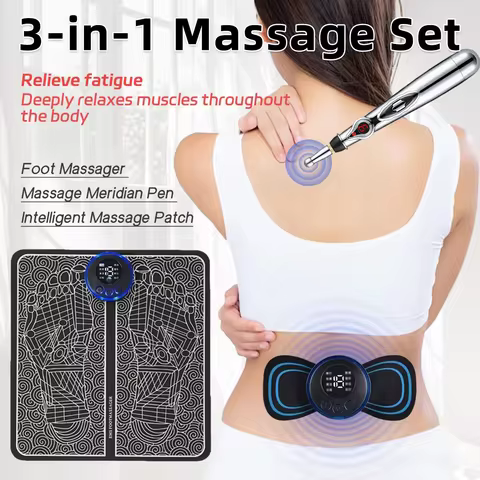 3PCS Home Massager Set EMS Foot Therapy Massager Multi-function Electronic Massage Pen to Relieve Sh