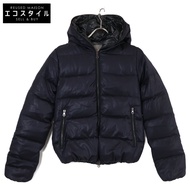 Pre-owned Duvetica dark navy THIADUE full-zip hooded down jacket, size 38