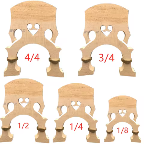 Maple wood 1/8-3/4 Upright Bass Baroque style Adjustable Height Double Bass Bridge Brass adjusters