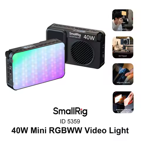 SmallRig RM 40C Mini LED Video Light 40W Full Color RGB Light with 4800mAh 55 Mins Runtime 14 Lighti