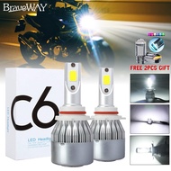 2PCS C6 LED Headlight 10000LM Car Light Bulbs Hi / Lo Beam H4 H7 H11 H1 HB3 HB4 9006 9005 Car LED Mo