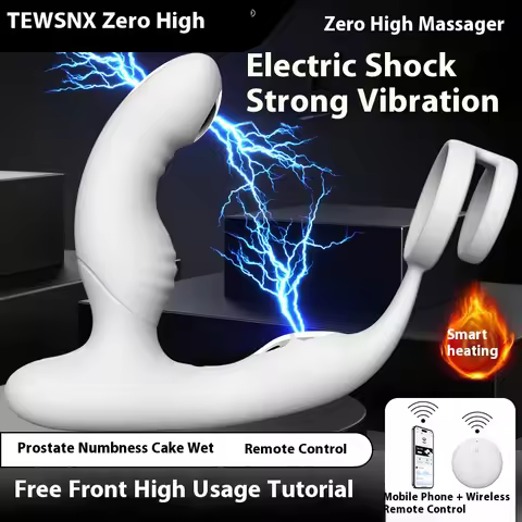APP remote control prostate massager pulse electric shock heating vibrator delayed ejaculation ring 