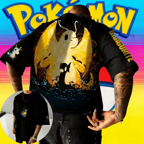 Anime Pok É Mon Character Phoenix King T-shirt 2025 Autumn Winter New Style for Men Women Hip-hop Fa