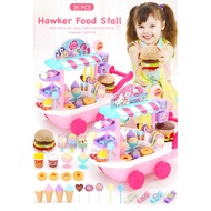 Pretend Play DIY Ice Cream Sweet Dessert Cart Trolley Hawker Food Stall Masak Masak Cooking Kitchen Playset Toy for Girl
