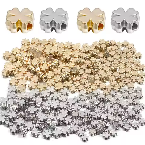 100/200pcs Four Leaf Clover CCB Beads 6/8mm Lucky Four Leaf Loose Spacer Beads For Jewelry Making DI