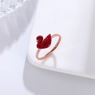 Pink titanium ring with swan shape and red stone TC136 | CSJ Alcohol Shop