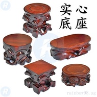 Solid wood carving purple clay teapot round grooved solid base vase bonsai stone Buddha statue display stand