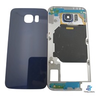 Full Housing Case For Samsung Galaxy S6 G920 Middle Frame Bezel Plate Chassis Housing With button+Glass Battery Cover Replace