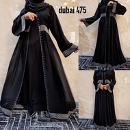White pocket ribbon abaya, black gamis abaya, Arabic abaya, latest abaya - Dubai 475 - Dubai permata
