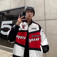 Jaket Motosikal Retro Amerika Jaket Besbol Bergaya Lelaki Jaket Lumba Sejuk High Street Jaket Pasang