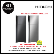 HITACHI R-V560P7MS 438L 2 DOOR REFRIGERATOR (BRILLIANT BLACK)(BRILLIANT SILVER)  2 YEARS MANUFACTURER  WARRANTY