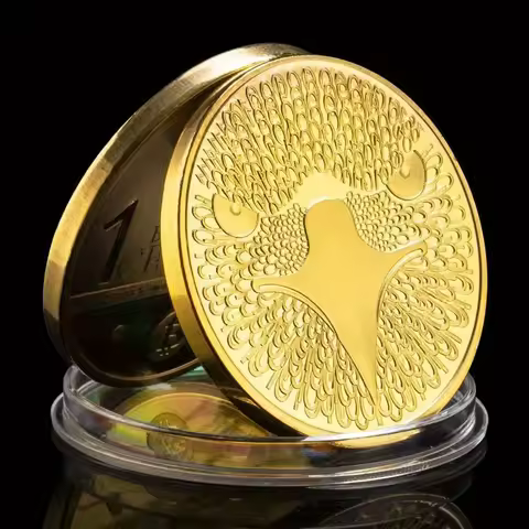 1 PCS Bitcoin Cent Creative Souvenir Coin Golden Plated Physical Cryptocurrency Coin Eagle Pattern B