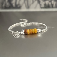 Lắc tay Ngũ Điếu bạc ta 15.5cm + tăng đơ 2cm bổ sung chiều dài vòng tay phong thuỷ dây mì thanh lịch