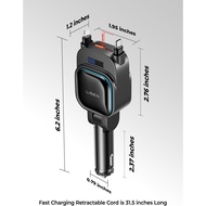 LISEN 96W USB C Retractable Car Charger Fast Charging for iPhone Samsung Galaxy Z Fold 7, 4 in 1 Fas