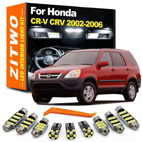 ZITWO 9Pcs Plate Lamp LED Interior Dome Map Reading Light Kit For Honda CRV CR-V 2 II MK2 2002 2003 